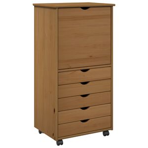 vidaXL Rullende skap 53 x 39 x 103 cm Massiv furu Honning brun