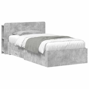 vidaXL Sengeramme med oppbevaring Betonggr&aring; 75 x 190 cm Konstruert tre