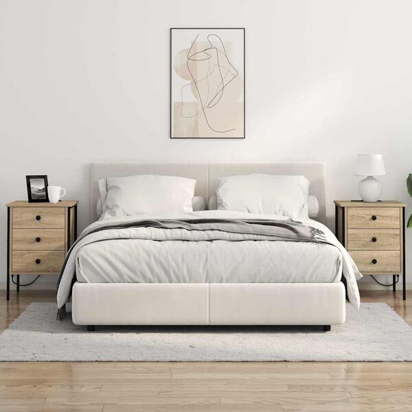 vidaXL Nattbordskap 2 pcs Sonoma eik 42 x 41 x 61 cm Konstruert tre