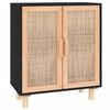 vidaXL Skjenk svart 60x30x70 cm heltre furu og naturrotting