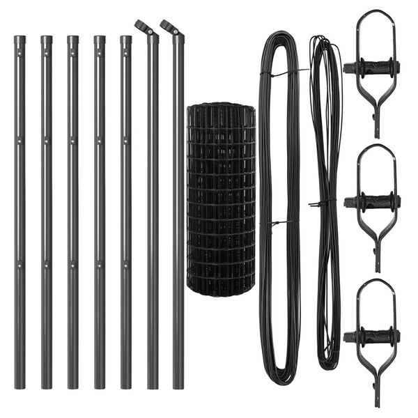 vidaXL Gjerde med stolpe Gr&aring; 0,4 x 10 m St&aring;l og PVC
