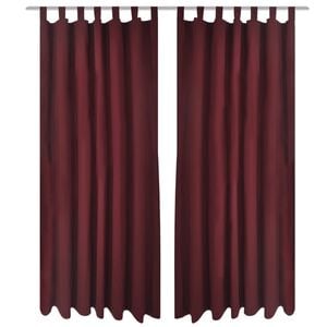 2stk Bordeaux Micro-Sateng Gardiner med Sl&oslash;yfer 140 x 175 cm