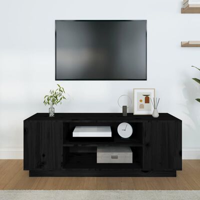 vidaXL TV-benk svart 110x35x40,5 cm heltre furu