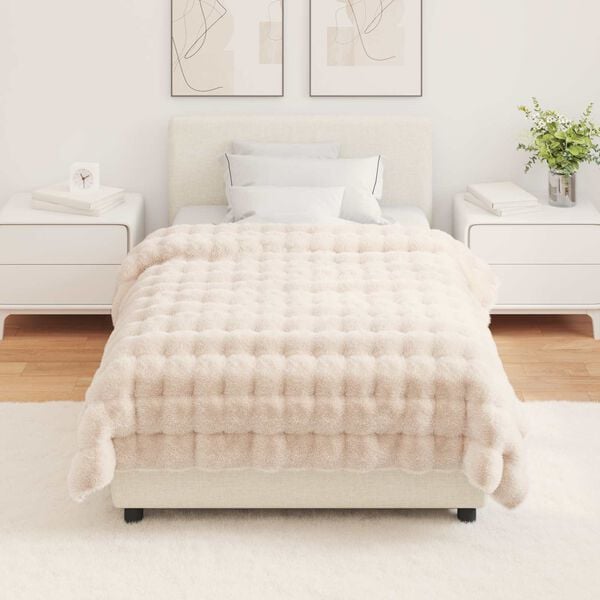 vidaXL Skliikkerteppe / pledd i kunstig kaninpels Olite Beige