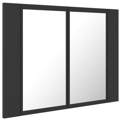 vidaXL LED-speilskap grå 60x12x45 cm akryl