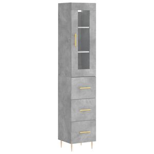 vidaXL Highboard betonggr&aring; 34,5x34x180 cm konstruert tre