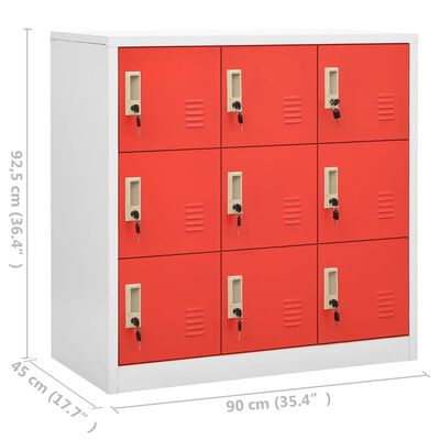 vidaXL Oppbevaringsskap lysegrå og rød 90x45x92,5 cm stål