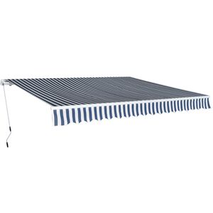 vidaXL Foldbar markise manuell 400 cm bl&aring;/hvit