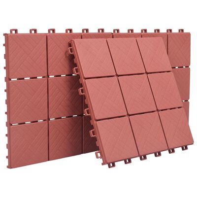 vidaXL Terrassebord 10 stk rød 30,5x30,5 cm plast