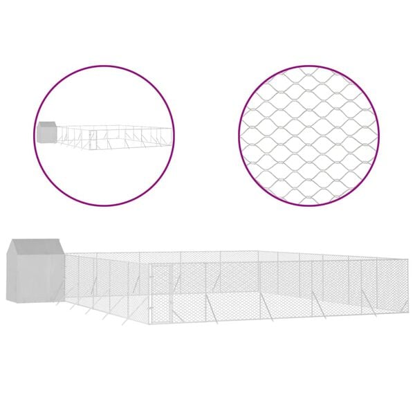 vidaXL Utend&oslash;rs hundekennel s&oslash;lv 12x12x2,5 m galvanisert st&aring;l