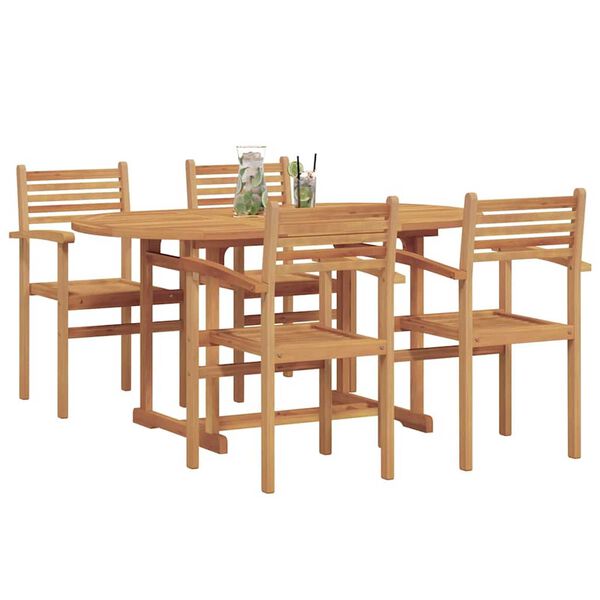 vidaXL Hage Spisegruppe 5 pcs Naturlig Solid teaktre