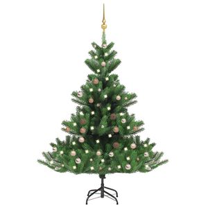 vidaXL Nordmann kunstig juletre med LED og kulesett gran gr&oslash;nn 150 cm
