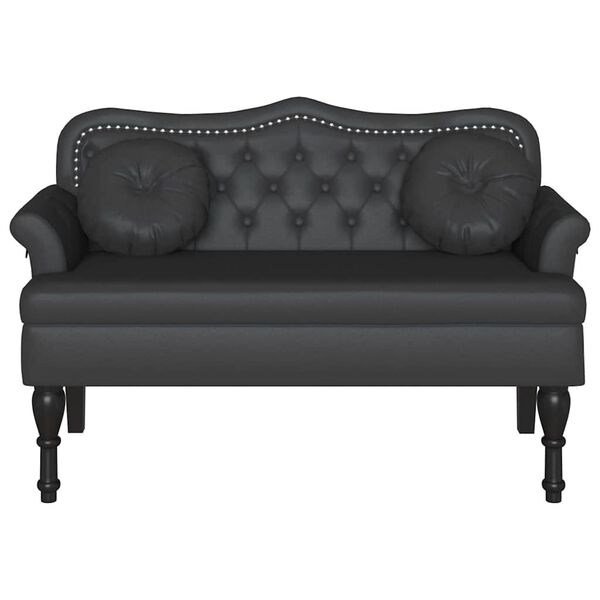 vidaXL Chesterfield Benk med pute Svart 120,5 x 65 x 75 cm Kunstlær