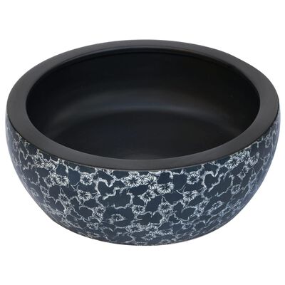vidaXL Benkeservant svart og blå rund Φ41x14 cm keramikk