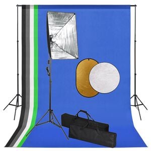 vidaXL Fotostudiosett med softboks lys, bakgrunn og reflektor
