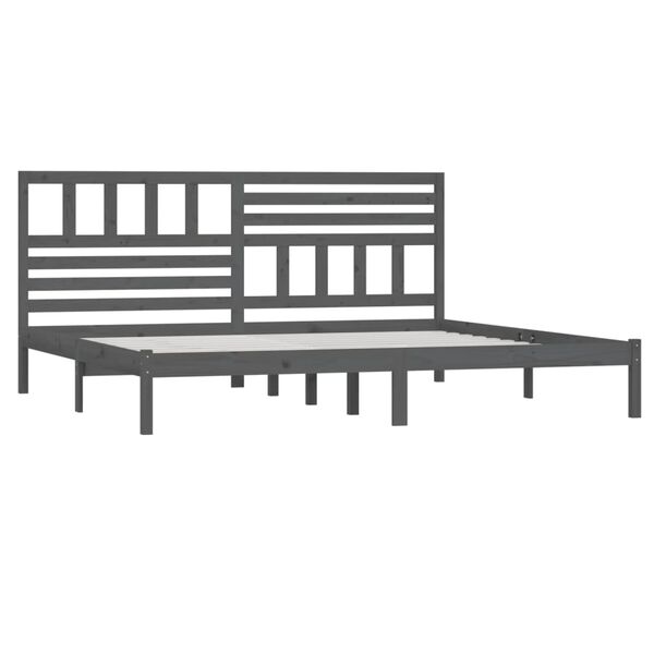 vidaXL Sengeramme grå heltre furu 200x200 cm