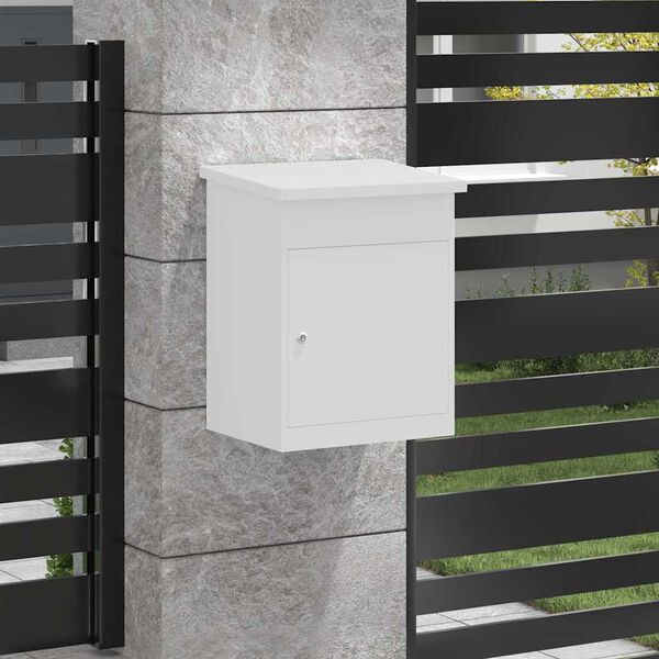 vidaXL Pakkeinnkast med lagring med d&oslash;r Hvit 47.5 x 38 x 59 cm St&aring;l