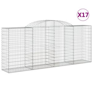 vidaXL Gabionkurver buede 17 stk 300x50x120/140 cm galvanisert jern