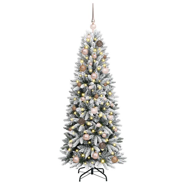 vidaXL Kunstig juletre med 150 LED Hvit 150 cm PVC, plast, st&aring;l og PE