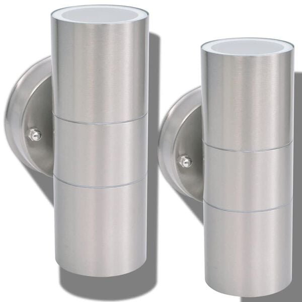 VidaXL Utend&oslash;rs LED Vegglamper 2 stk Rustfritt st&aring;l Oppover/Nedover