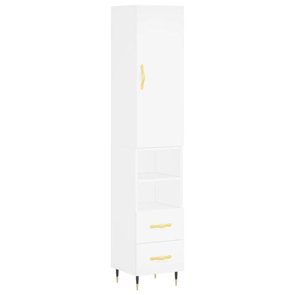 vidaXL Highboard hvit 34,5x34x180 cm konstruert tre