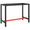 vidaXL Ramme til arbeidsbenk matt svart og r&oslash;d 110x50x79 cm metall