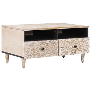 vidaXL Kaffebord Hvit 80 x 54 x 40 cm Massiv mango tre