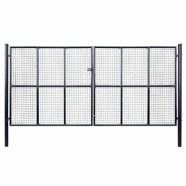 vidaXL Hageport av netting galvanisert stål 400x175 cm grå