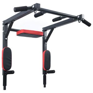 VidaXL Pull Up Bar Dip Stasjon Svart og Rød 89 x 59 x 70 cm