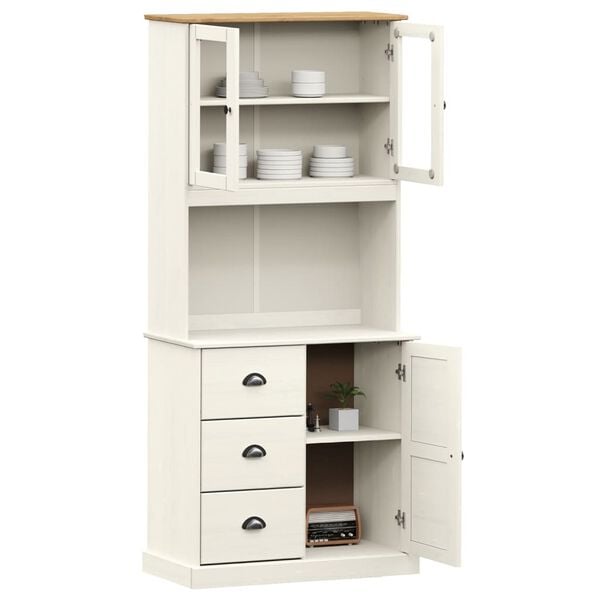 vidaXL Highboard VIGO hvit 78x40x175 cm heltre furu