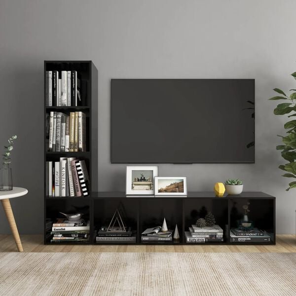 vidaXL TV-benker 2 stk svart 142,5x35x36,5 cm konstruert tre