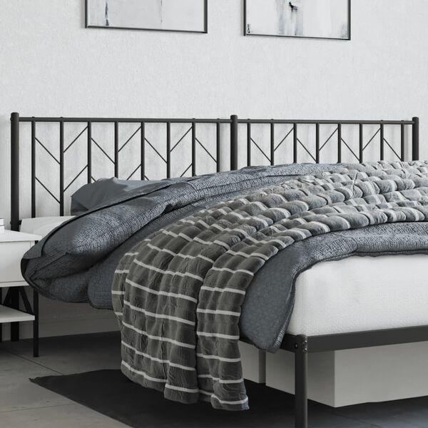 vidaXL Utskiftbar sengegavl i metall svart 200 cm