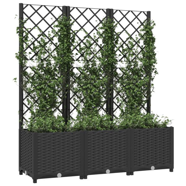 vidaXL Hagepotte med espalier svart 120x40x136 cm PP