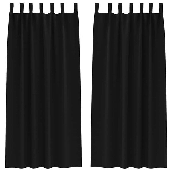 vidaXL M&oslash;rkleggende Gardiner med Ringer 2 pcs Svart 260 x 140 cm