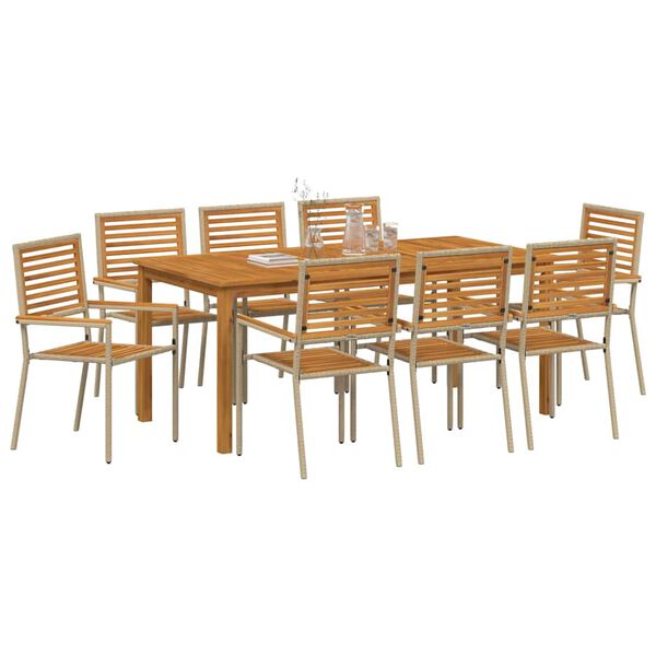 vidaXL Hage Spisegruppe 9 pcs Beige Poly rattan