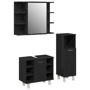 vidaXL Baderomsinnredningssett med hylle 3 pcs Svart 30 x 30 x 99,5 cm