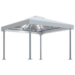 vidaXL Paviljong med LED-strenglys 300x300 cm kremhvit aluminium