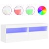 vidaXL Vegghengte TV-benker med LED 2 stk hvit 60x30x40 cm