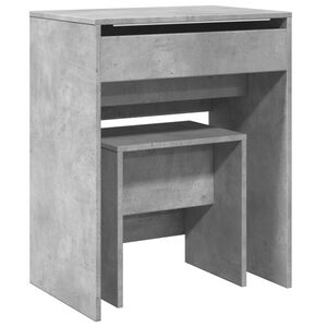vidaXL Sminkebord med krakk betonggr&aring; 60x40x113,5 cm