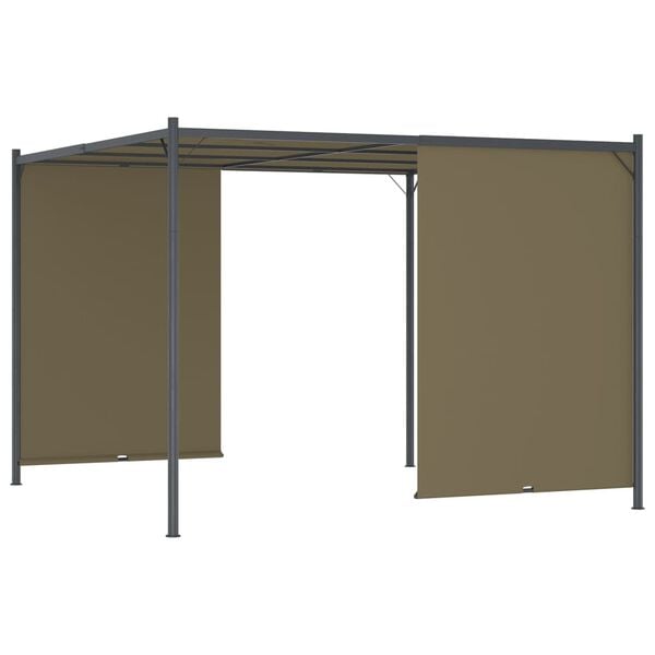 vidaXL Hagepergola med uttrekkbart tak 3x3 m gr&aring;brun 180 g/m&sup2;