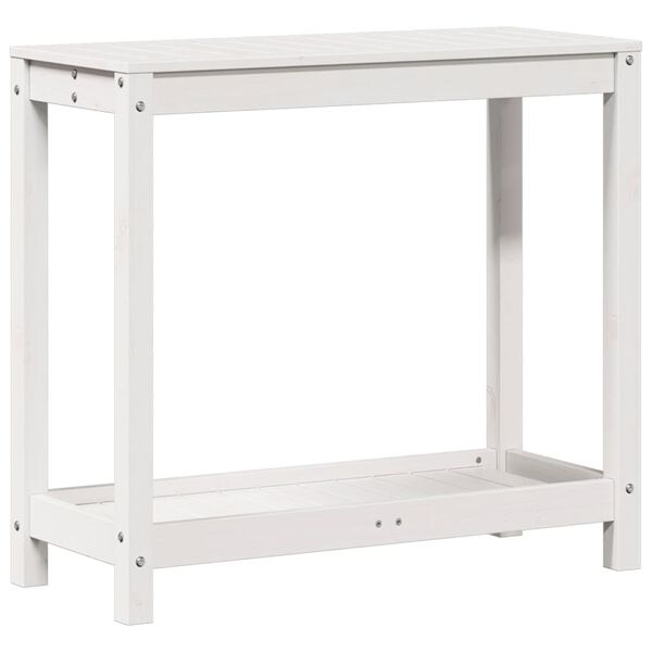 vidaXL Pottebord med hylle hvit 82,5x35x75 cm heltre furu