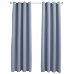 vidaXL Lystette gardiner med metallringer 2 stk gr&aring; 140x175 cm