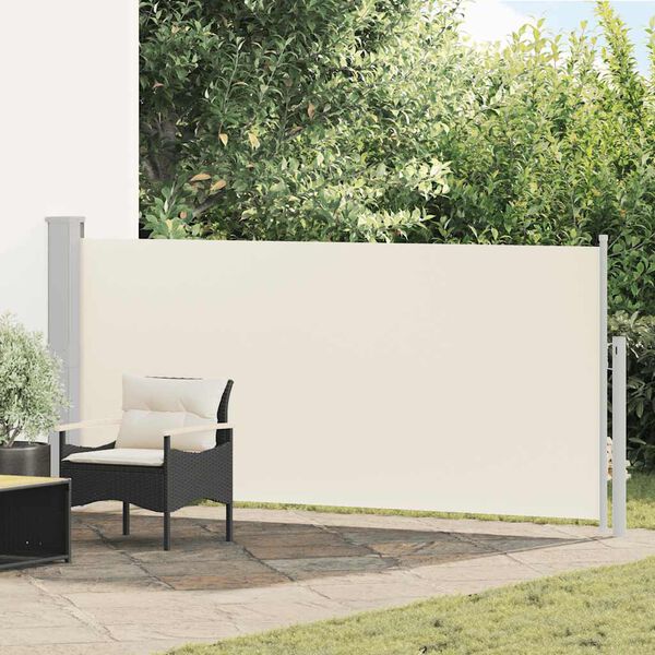 vidaXL Uttrekkbar sidemarkise 140 x 300 cm kremhvit