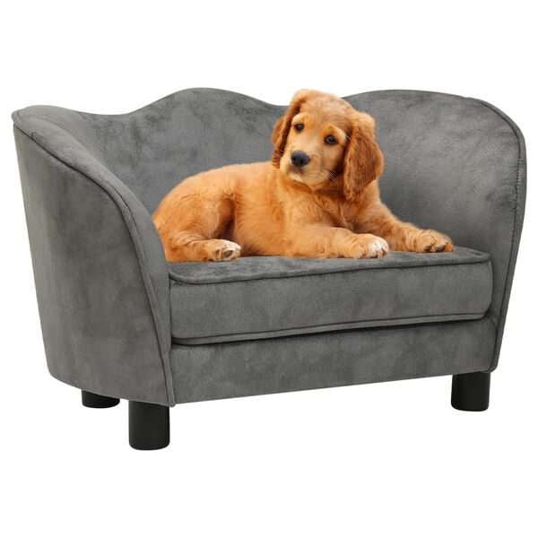 vidaXL Hundesofa gr&aring; 66x43x40 cm plysj