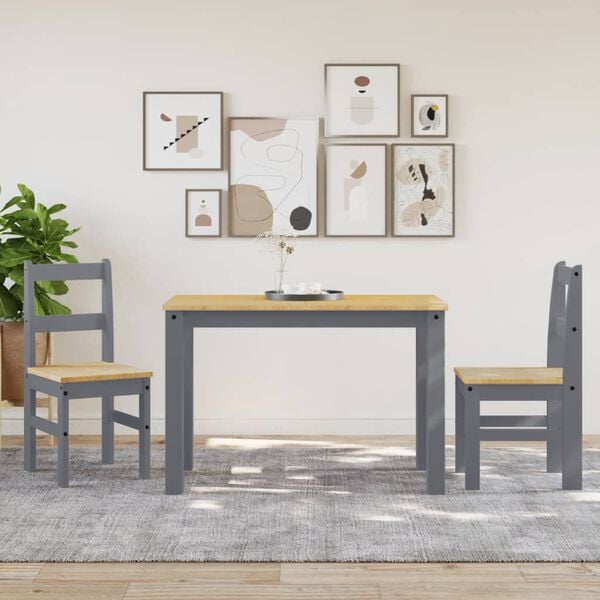 vidaXL Spisestoler 2 stk PANAMA gr&aring; 40x46x90 cm heltre furu