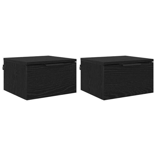 vidaXL Nattbordskap 2 pcs Svart Eik 34 x 30 x 20 cm Konstruert tre