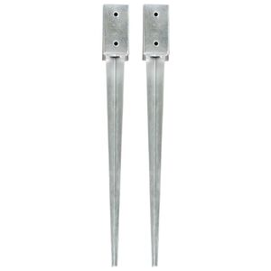 vidaXL Jordspyd 2 stk s&oslash;lv 7x7x75 cm galvanisert st&aring;l