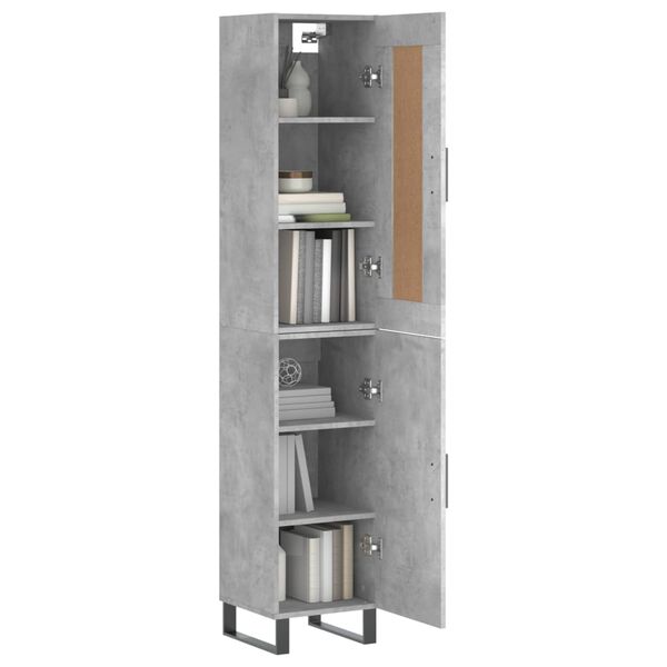 vidaXL Highboard betonggrå 34,5x34x180 cm konstruert tre