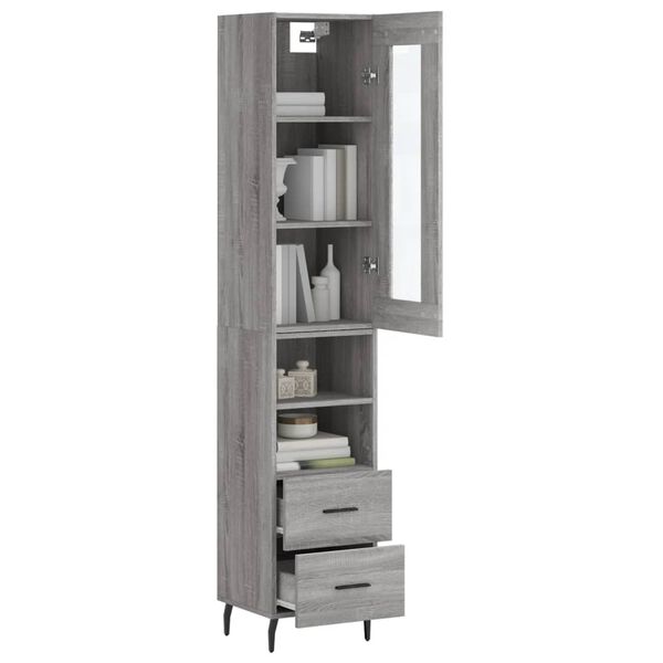 vidaXL Highboard gr&aring; sonoma 34,5x34x180 cm konstruert tre