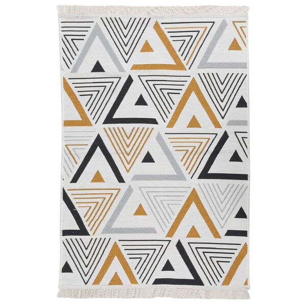 vidaXL Teppe gul og gr&aring; 160x230 cm bomull